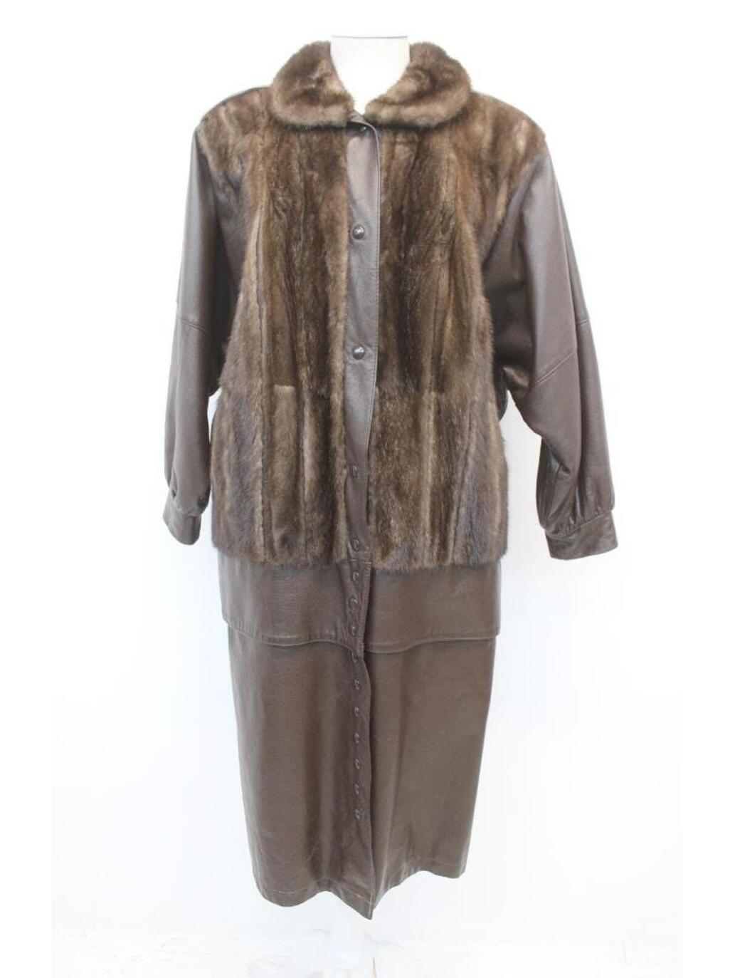 Scrap Item: Lutetia Mink Fur & Brown Leather Coat Size N/A Arts Crafts